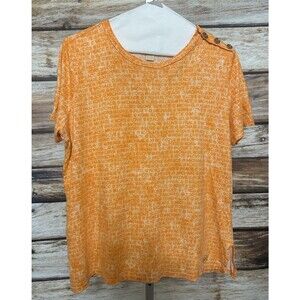 Michael Kors Orange Logo T-shirt - Women's Size Large Short Sleeve Casual